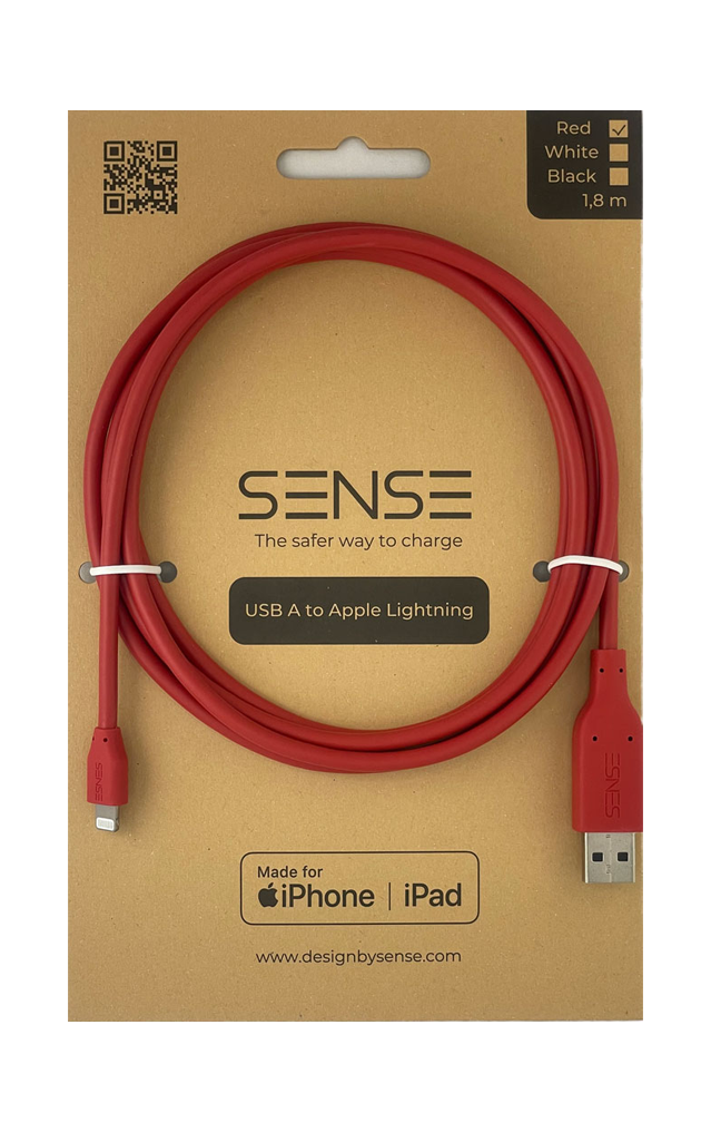 Sense smart ladekabel for mobil og nettbrett – USB-A til Lightning (iPhone/iPad)