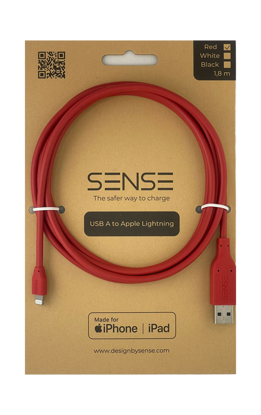 Sense smart ladekabel for mobil og nettbrett – USB-A til Lightning (iPhone/iPad)